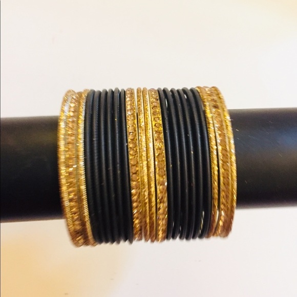 Black & Gold Indian Pakistani bangles Festive Bangle Bracelets - Picture 6 of 6